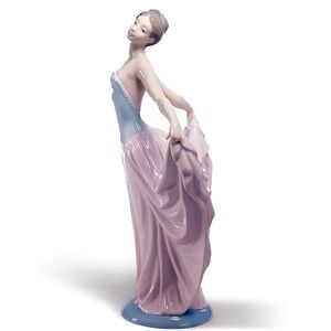 Lladro Porcelain Ballerina Figurine in Pale Blue and Soft Pink